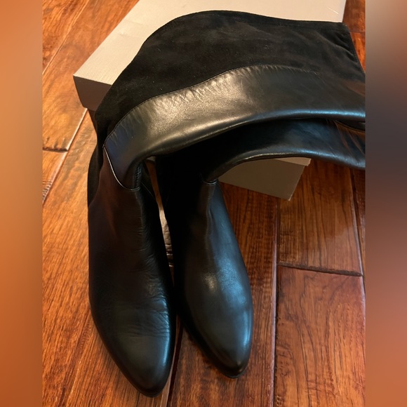 Franco Sarto High Knee Leather Black Boots 7.5 - Picture 8 of 10